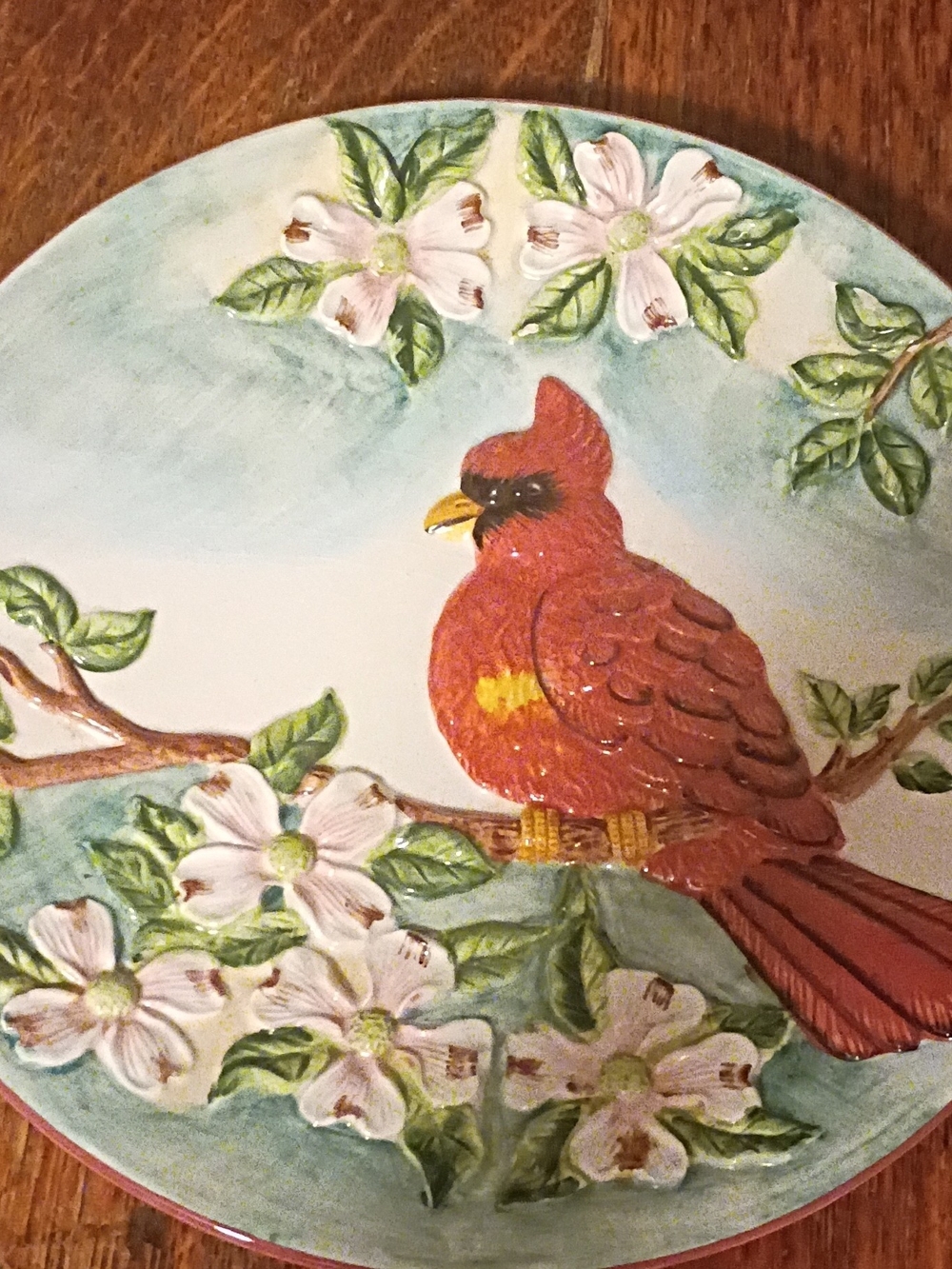 Decorative Red Cardinal Ceramic Plate by